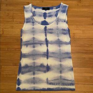 Blue and White Tie-Dye Sleeveless Top
